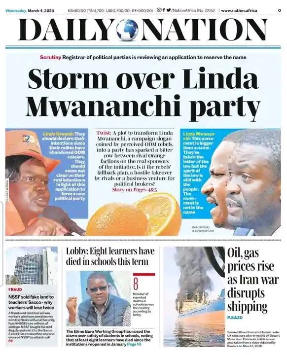 Newspaper headlines today