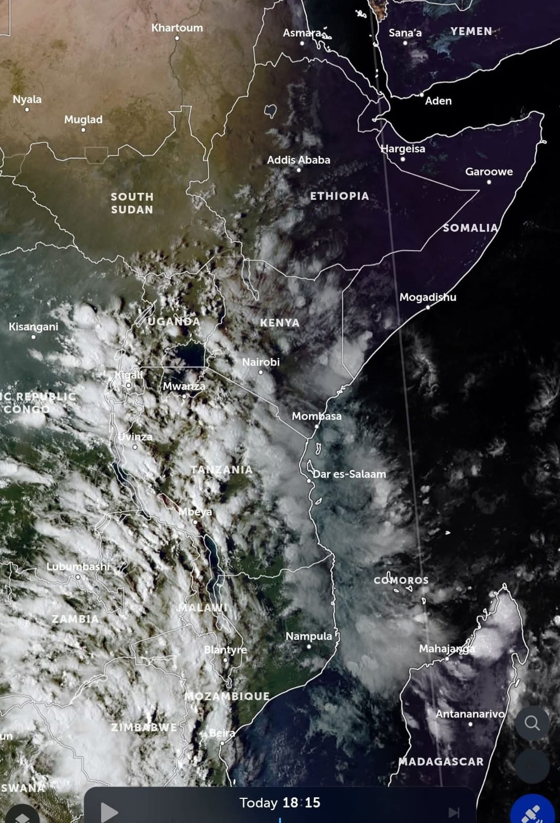 Heavy Rains Expected in Kenya as Storm Clouds Move from Southern and Eastern Africa