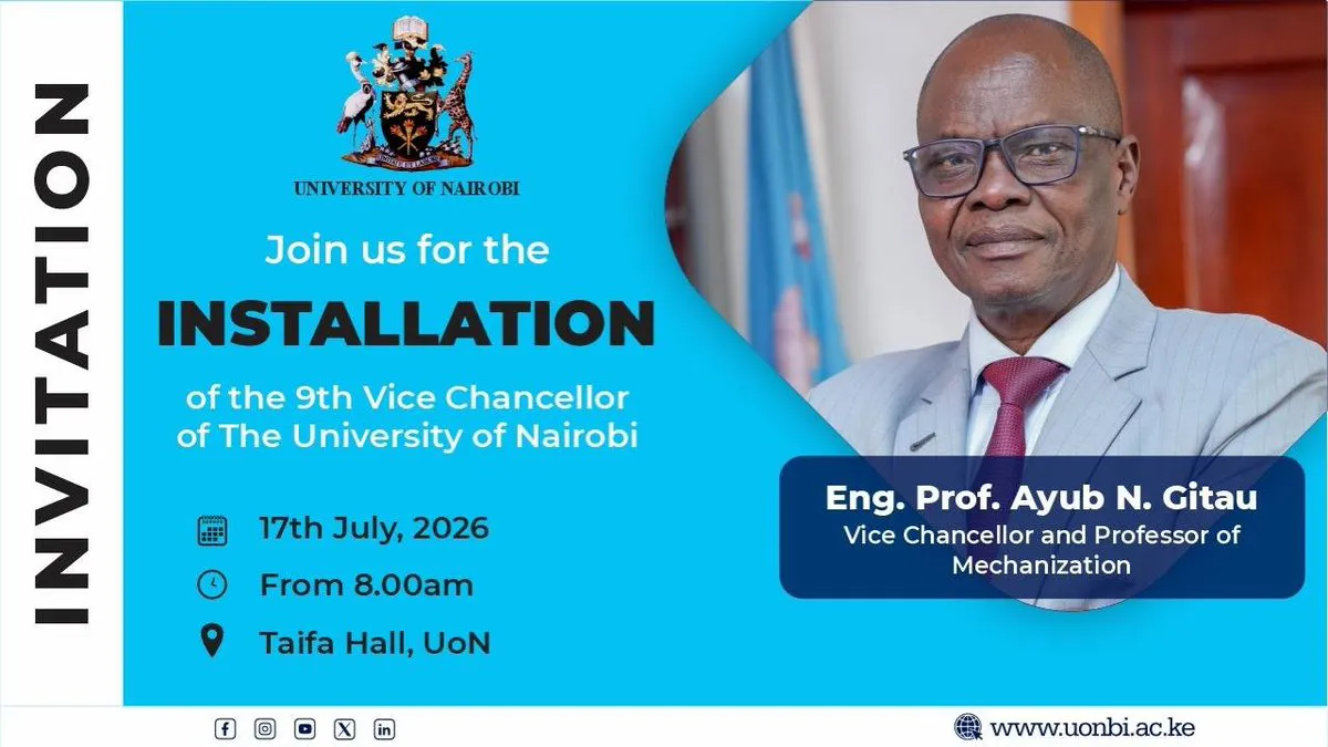 Prof. Ayub Gitau to Be Installed as University of Nairobi's Ninth Vice Chancellor
