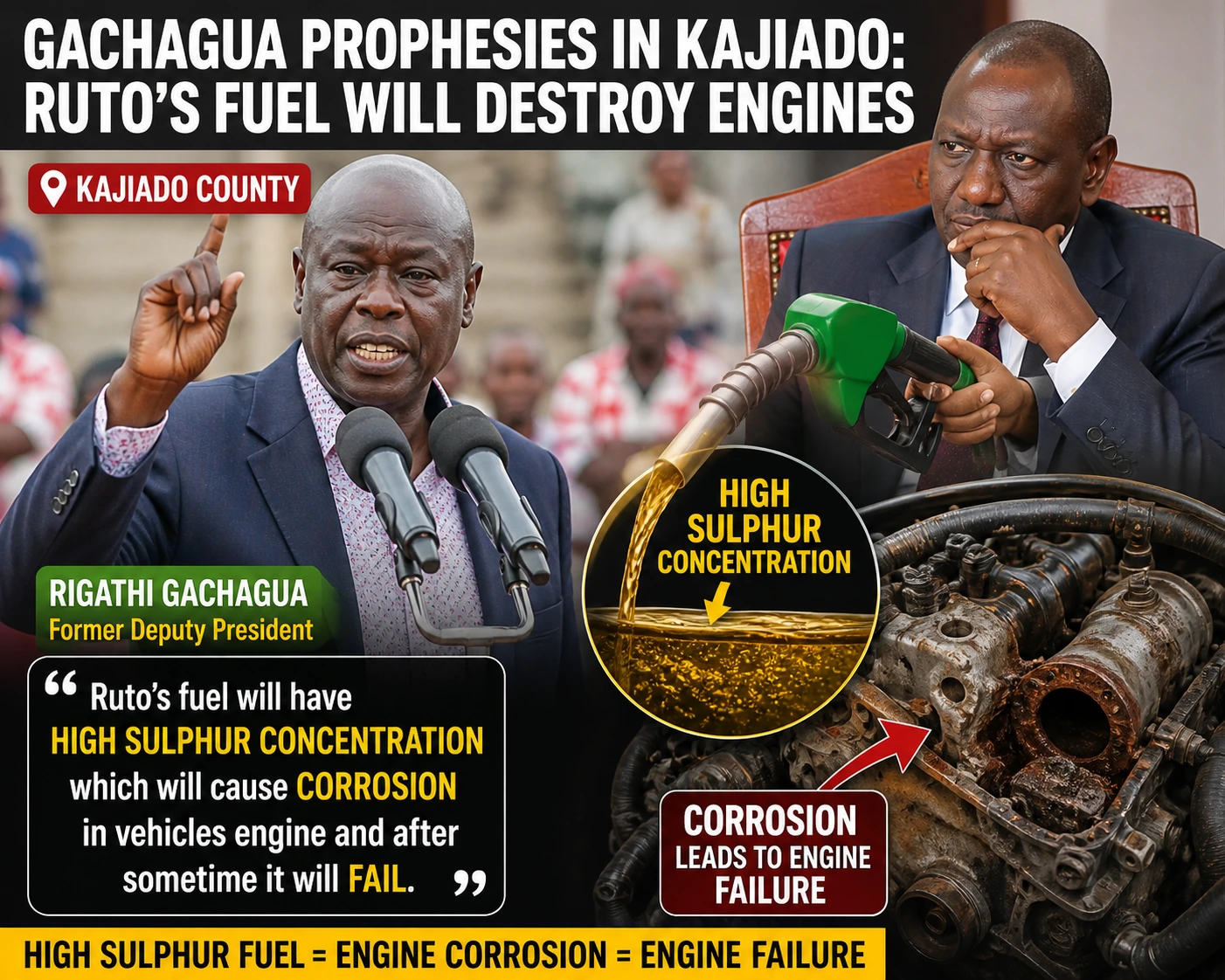 Mechanical Prophecy? Gachagua Warns of Engine Failure Due to High-Sulphur Fuel